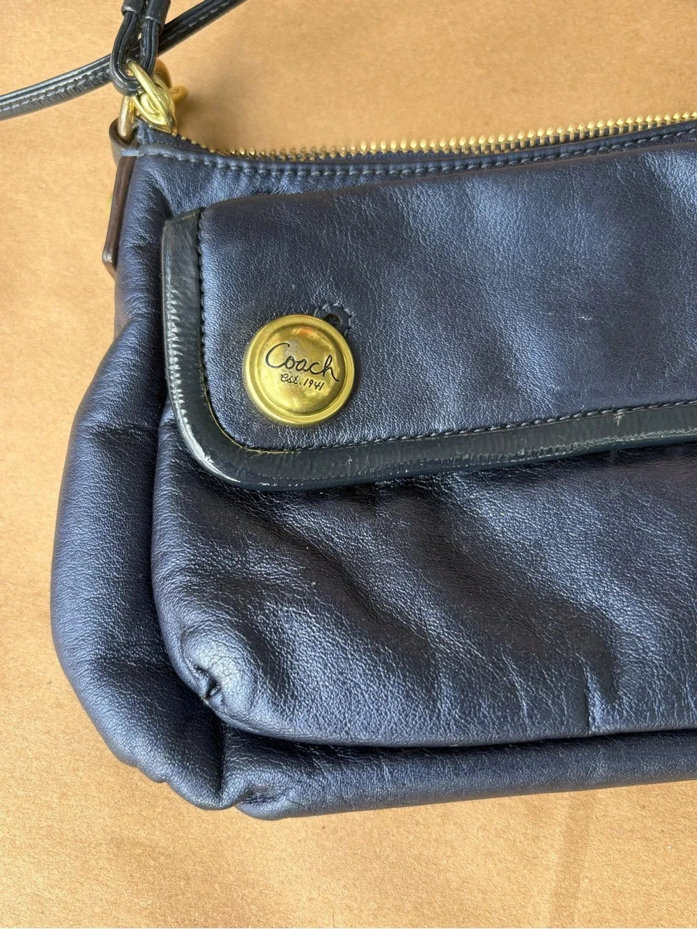 Coach Poppy Leather Pushbutton Demi Flap Bag!